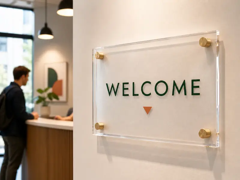 Acrylic Sign shown in a real business setting