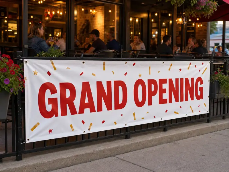 13 oz Vinyl Banner shown in a real business setting
