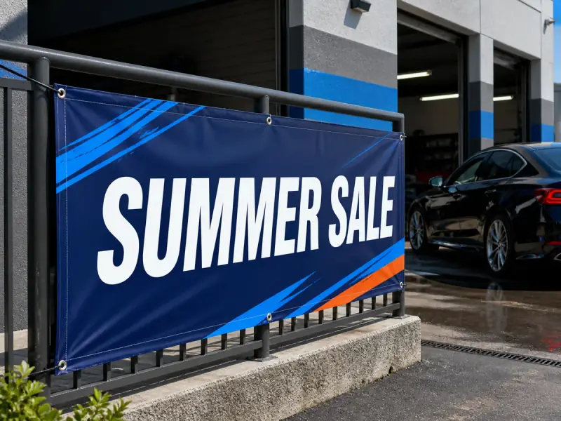 15 oz Vinyl Banner shown in a real business setting