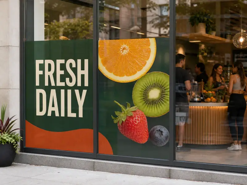 Window Graphics shown in a real business setting