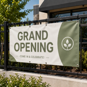 Vinyl banner used for a grand opening