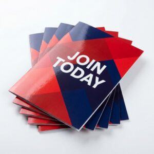 Flyers shown in a real business setting