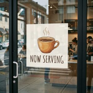 Window Decals shown in a real business setting