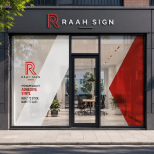 Window Clings shown in a real business setting