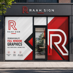 Perforated Window Vinyl shown in a real business setting