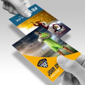 14pt Trading Cards shown in a real business setting