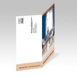 Direct Mail Half Fold Flyers and Brochures shown in a real business setting