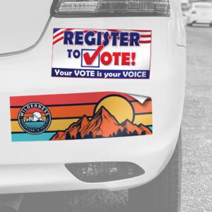 Adhesive Vinyl Bumper Sticker shown in a real business setting