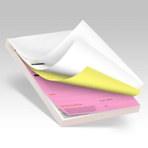 3-part NCR Form Pads with Wraparound Cover shown in a real business setting