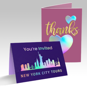 Dual Raised Greeting Cards shown in a real business setting