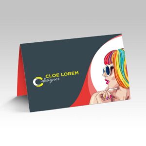 Fold-over Business Cards shown in a real business setting