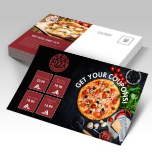 14pt Postcards shown in a real business setting